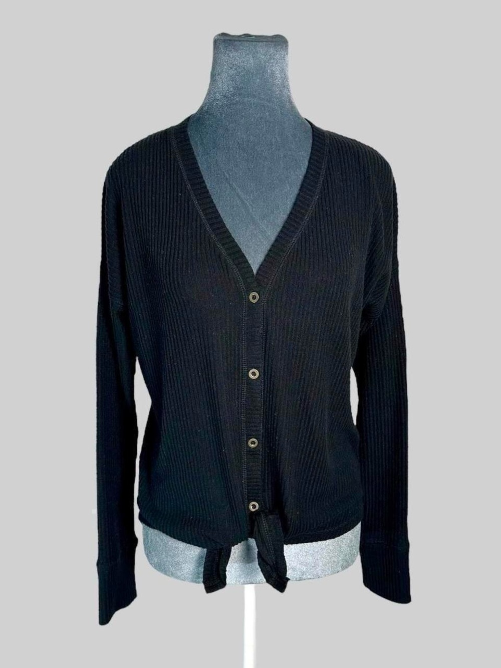 Abercrombie & Fitch Button Up Tie-Front Ribbed Knit Cardigan Sweater XS